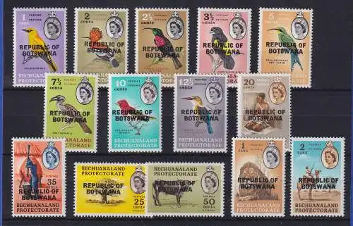 Botswana 1966 Tiere und Landesmotive mit Aufdruck Mi.-Nr. 5-18 postfrisch **