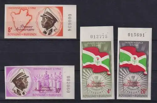 Burundi 1963 Jahrestag der Unabhängigkeit Mi.-Nr. 53-56 B postfrisch **