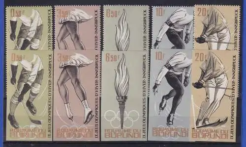 Burundi 1964 Winterolympiade Innsbruck Mi.-Nr. 80-84 A / B postfrisch **