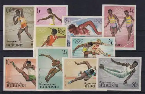 Burundi 1964 Olympiade Tokio Mi.-Nr. 125-134B (Nr. 126 mit Gummifehler) **