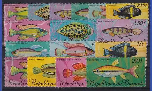 Burundi 1967 Fische Mi.-Nr. 319-334 postfrisch ** (Nr. 327 ungebraucht *)