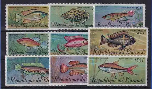 Burundi 1967 Flugpostmarken Fische Mi.-Nr. 359-367 postfrisch ** 