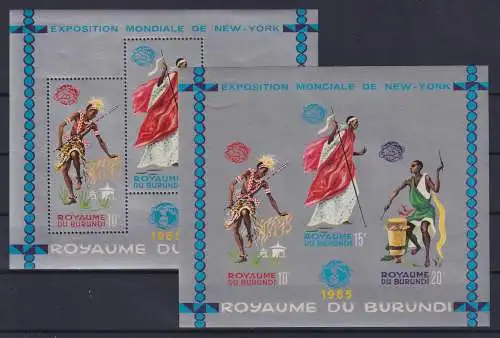 Burundi 1965 Weltausstellung Tänzer Mi.-Nr. Block 8 A / B postfrisch **