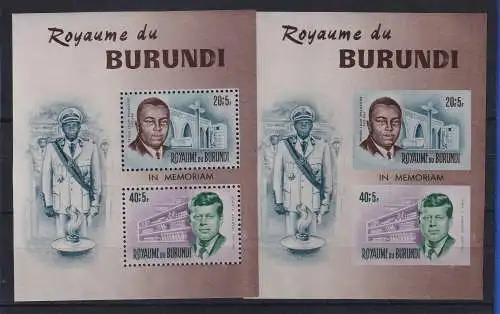 Burundi 1966 John F. Kennedy und Prinz Rwagasore Mi.-Nr. 10 A / B postfrisch **