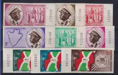 Burundi 1962 Unabhängigkeit Mi.-Nr. 25-33 B postfrisch **