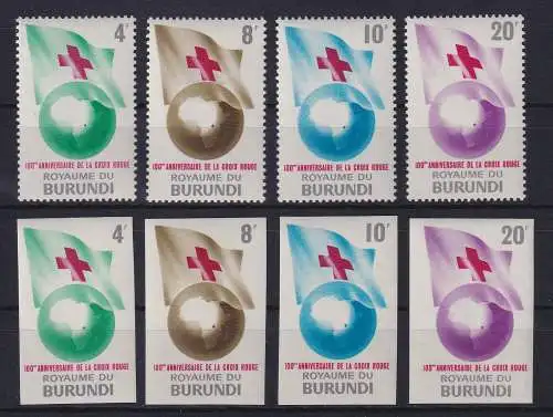 Burundi 1963 Rotes Kreuz Mi.-Nr. 59-62 A / B postfrisch **