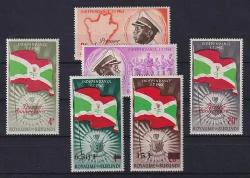 Burundi 1963 Jahrestag der Unabhängigkeit Mi.-Nr. 53-56, 57-58 postfrisch **