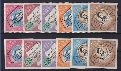 Burundi 1963 Menschenrechte Mi.-Nr. 74-79 A / B postfrisch **