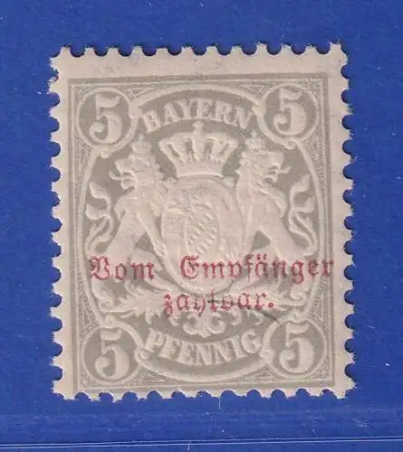 Bayern 1885 Portomarke 5 Pfennig Mi.-Nr. 8 postfrisch ** gpr. PFENNINGER