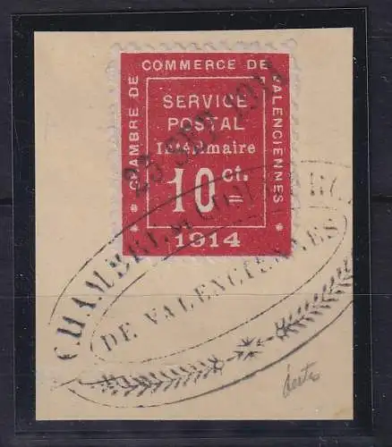 Frankreich 1914 Handelskammermarke Valenciennes Mi.-Nr. 127 O auf Briefstück