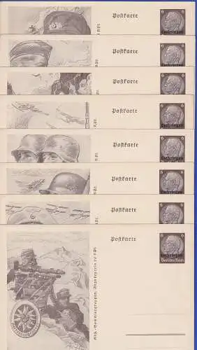Dt. Besetzg. 2.WK Lothringen GA Postkarten Militärmotive Mi.-Nr.P4/01-08 ungebr.