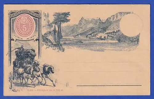 Schweiz 1893 Halboffizielle GA Postkarte Mi.-Nr. HP1 ungebraucht