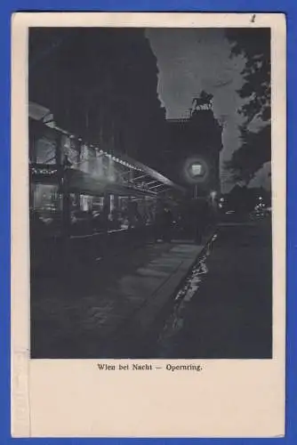 Österreich 1925 AK Wien Opernring bei Nacht gel. nach Leipzig