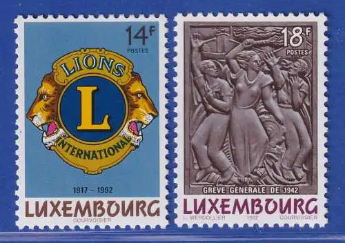 Luxemburg 1992 Jahresereignisse verschiedener Anlässe Mi.-Nr. 1295-96 **/MNH