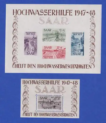 Saarland 1947 Hochwasser-Blockpaar Mi.-Nr. Block 1 und 2 ** einwandfrei 