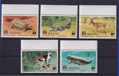 Kenia 1977 WWF Geschützte Wildtiere Mi.-Nr. 87-91 Satz 5 Werte postfrisch **