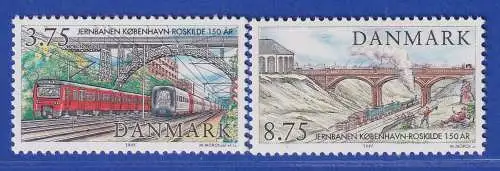 Dänemark 1997 Mi.-Nr. 1155-1156 150 Jahre Eisebahn Kopenhagen-Rosklide **/MNH