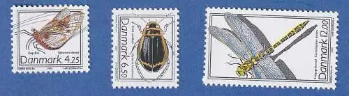 Dänemark 2003 Mi.-Nr. 1338-1340 Seltene Insekten   **/MNH