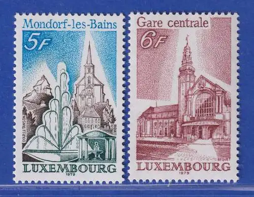 Luxemburg 1979 Sehenswürdigkeiten Bad Mondorf, Hauptbahnhof Mi.-Nr.985-86 **/MNH