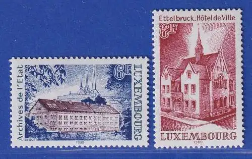 Luxemburg 1980 Bauwerke Staatsarchiv Stadthaus Ettelbrück Mi.-Nr. 1007-08 **/MNH