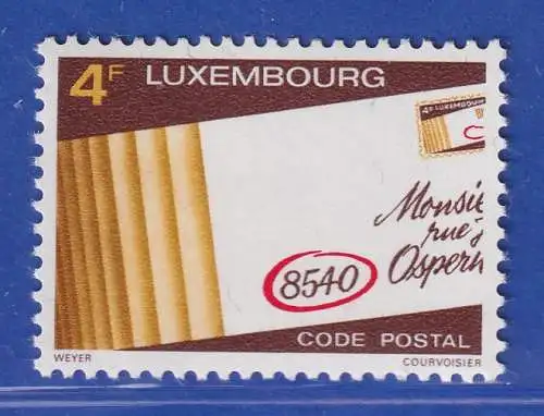 Luxemburg 1980 Einführung der Postleitzahlen Mi.-Nr. 1016 **/MNH