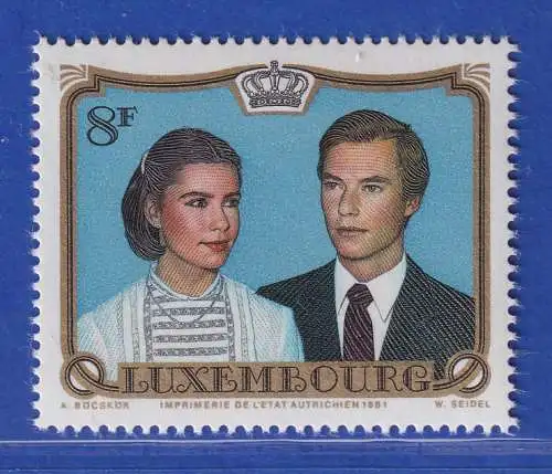 Luxemburg 1981 Hochzeit von Henri und Maria Teresa Mi.-Nr. 1036 **/MNH