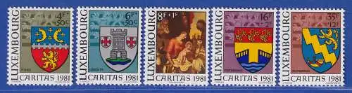 Luxemburg 1981 Caritas Gemeindewappen Mi.-Nr. 1041-45 Satz kpl. **/MNH