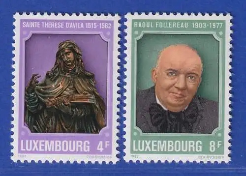 Luxemburg 1982 Hl. Theresia von Avila und Raoul Follereau Mi.-Nr. 1054-55 **/MNH