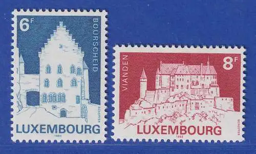 Luxemburg 1982 Burg Burscheid und Burg Vianden Mi.-Nr. 1058-59 **/MNH