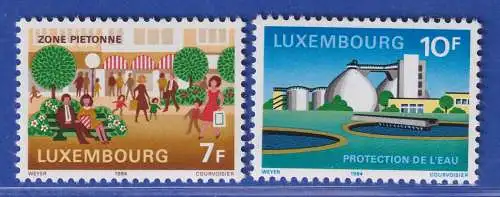 Luxemburg 1984 Umweltschutz Fußgängerzone Kläranlage Mi.-Nr. 1095-96 **/MNH