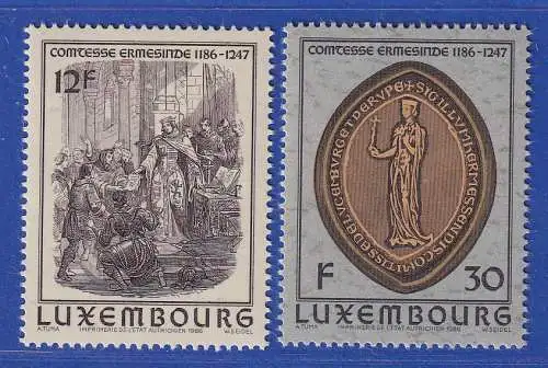 Luxemburg 1986 800. Geburtstag von Gräfin Ermesinde Mi.-Nr. 1158-59 **/MNH