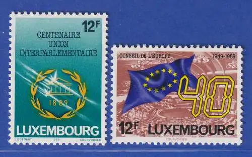 Luxemburg 1989 Interparlament. Union, Europarat Mi.-Nr. 1221-22 **/MNH