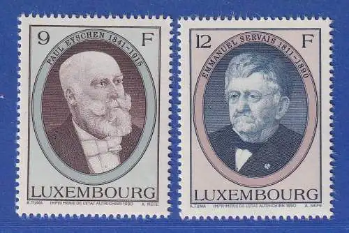 Luxemburg 1990 Paul Eyschen und Emmanuel Servais Mi.-Nr. 1245-46 **/MNH