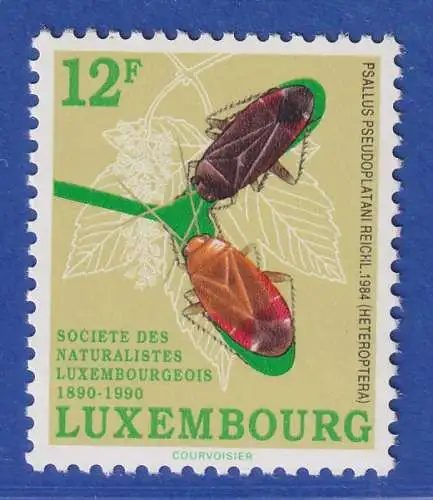 Luxemburg 1990 Naturfreunde Psallus Pseudoplatani Mi.-Nr. 1247 **/MNH