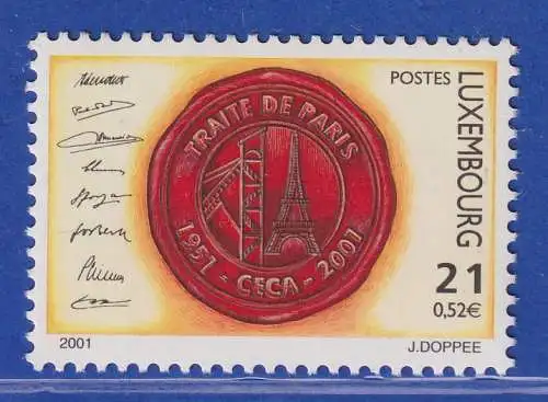 Luxemburg 2001 50 Jahre Pariser Vertrag Mi.-Nr. 1529 **/MNH