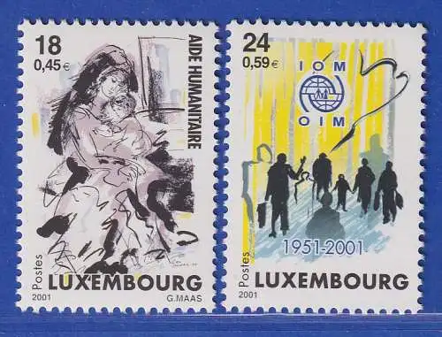 Luxemburg 2001 Humanitäre Einsätze Kosovo, Migration Mi.-Nr. 1535-36 **/MNH