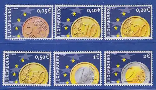 Luxemburg 2001 Euro-Münzen Mi.-Nr. 1544-49 **/MNH