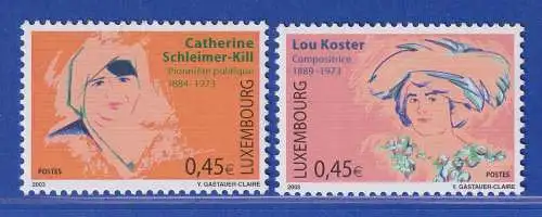 Luxemburg 2003 Carherine Schleimer-Kill und Lou Koster Mi.-Nr. 1599-600 **/MNH