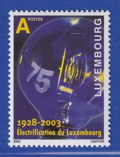 Luxemburg 2003 75 Jahre Elektrifizierung, Glühbirne Mi.-Nr. 1610 **/MNH