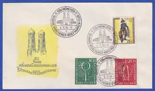 Bund 1955 Westtropa Mi.-Nr. 217-218, Berlin Mi.-Nr. 131 auf Brief So.-O MÜNCHEN