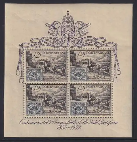 Vatikan 1952 Briefmarkenjubiläum Mi.-Nr. Block 1 postfrisch **