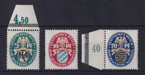 Dt. Reich 1925 Nothilfe Landeswappen Mi.-Nr. 375-377 postfrisch **