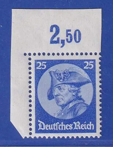 Dt. Reich 1933 Friedrich d. Große Mi.-Nr.481 Eckrandstück OL ** gp. SCHLEGEL BPP