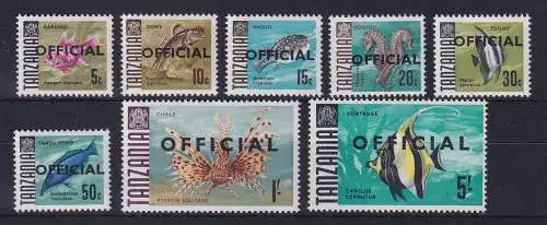 Tansania 1967 Dienstmarken Fische Mi.-Nr. 9-16 I postfrisch **