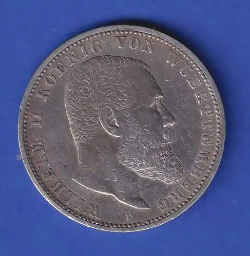 Württemberg Silbermünze 5 Mark König Wilhelm II. 1902 ss