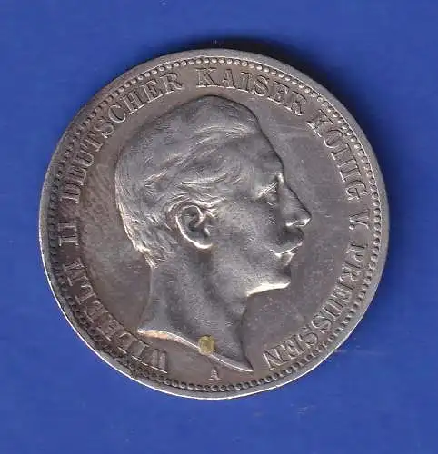 Preußen Silbermünze 3 Mark Kaiser Wilhelm II. 1908 sehr schön