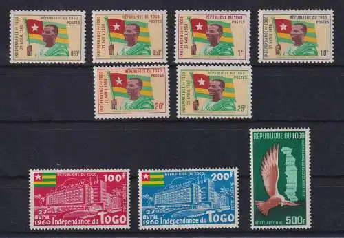 Togo 1960 Unabhängigkeit Mi.-Nr. 285-293 postfrisch **