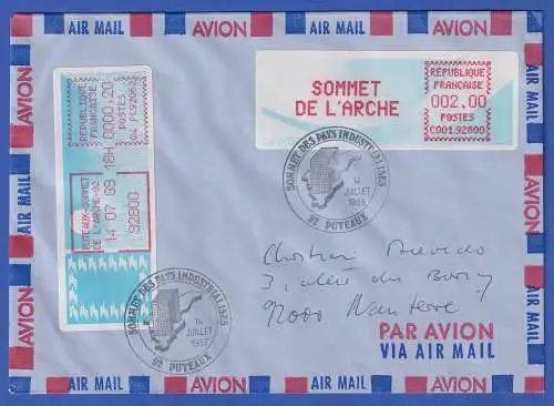 Frankreich 1989 Sonder-ATM SOMMET DE L'ARCHE 2,00 + SFS auf Brief, So-O 14.7.89