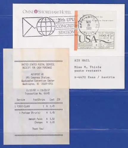 USA Autopost-ATM  UPU-Kongress Washington ATM No.11 auf Brief 20.11.1989