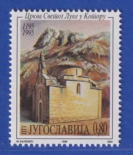 Jugoslawien 1995  800 Jahre St.-Lukas-Kirche, Kotor   Mi.-Nr. 2732 ** / MNH